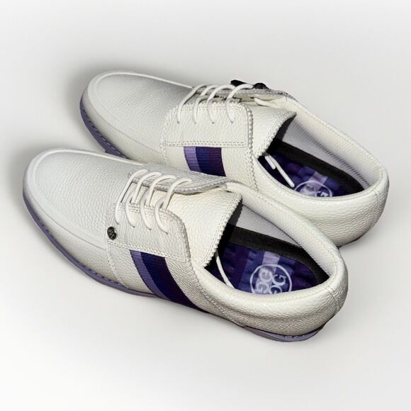 G/Fore Ladies Grosgrain Brogue Gallivanter Golf Shoe Ivory Purple Size 10 NEW - Picture 4 of 9